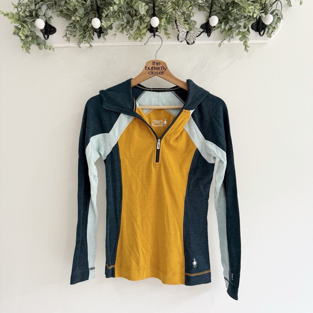 Smartwool Women's Classic Thermal Merino Baselayer 1/2 Zip Hoodie XS Colorblock